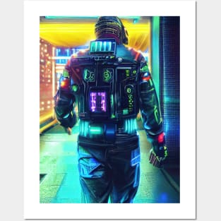 Cyberpunk player, back view Posters and Art